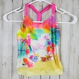 Wonder Nation Unicorn Swim Suit Top Girls Size Medium 7-8 Pink